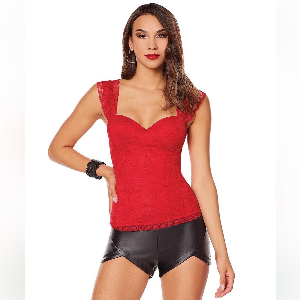 Small Red Lace Corset Top - Picture 1 of 9